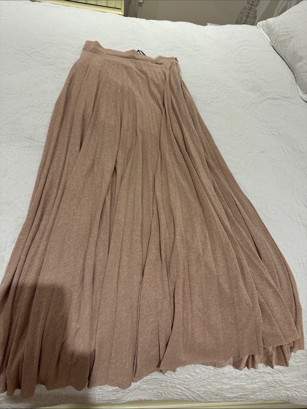 Liu Jo Milano Italian Sparkle Pleated Maxi Skirt in Blush